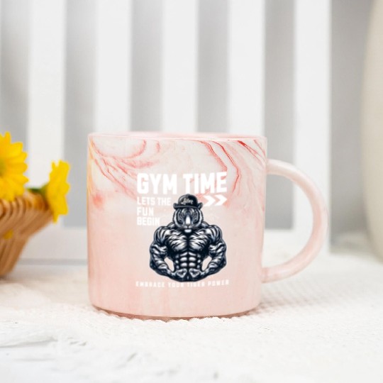 gym time tiger power Marble Mugs