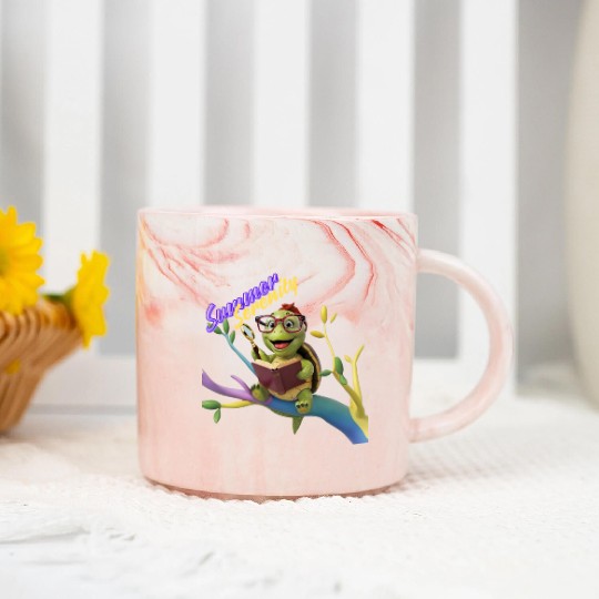 Cute Little Green Sea Turtle for Summer Aesthetic Marble Mugs