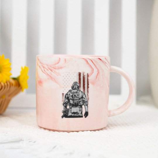 US Army with USA Flag Marble Mugs