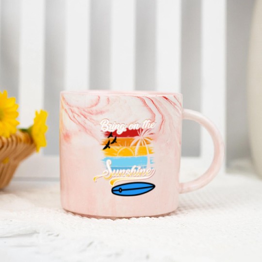 Bring on the Sunshine! Text Design Marble Mugs