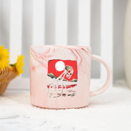 Japan Red Sun Horror: Skull Creature Marble Mugs