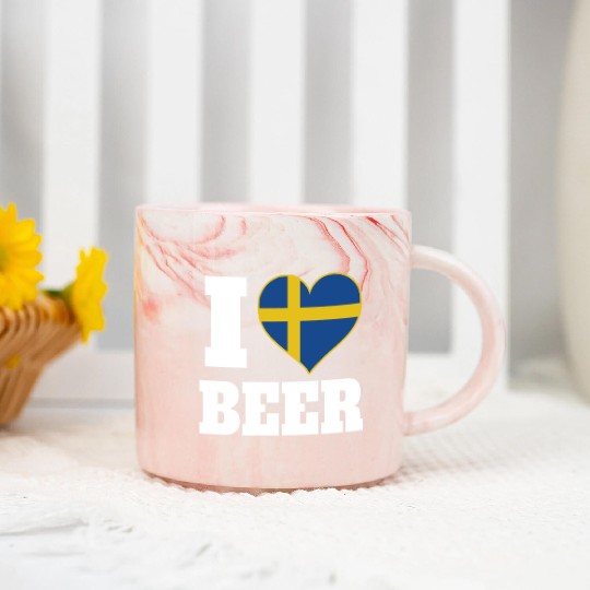 I Love Beer And Sweden Patriotic Expression Marble Mugs