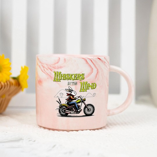 Whiskers in the Wind Western Desert Bunny Biker Marble Mugs