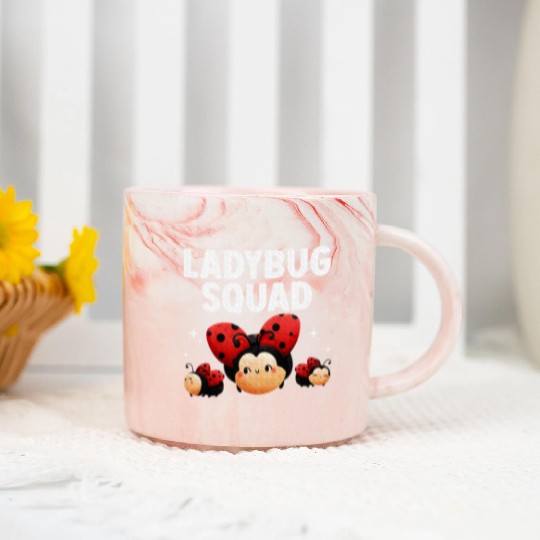 Cute Ladybug Squad Art Insect Ladybug Lover Marble Mugs