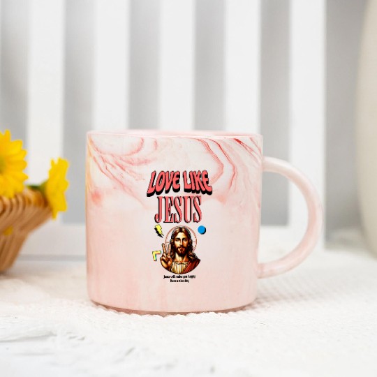 Love Like Jesus Modern Jesus Face Marble Mugs