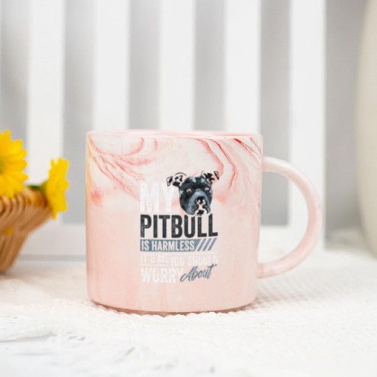 Pitbull is Harmless Pittie Mom Dog Lover Pitbull Marble Mugs