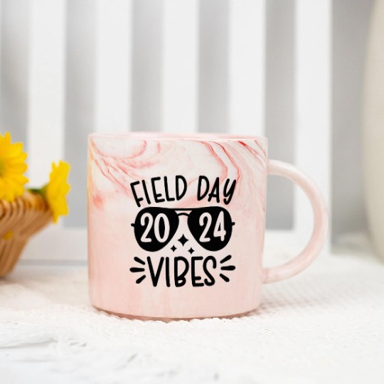 Field Day Vibes 2024 Sunglasses Teacher Field Day Marble Mugs