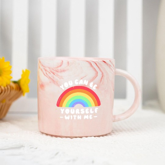 You Can Be Yourself With Me - LGBTQ Ally - Pride Marble Mugs