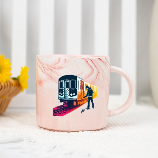 AI Teen at Subway Layup Masked Marble Mugs