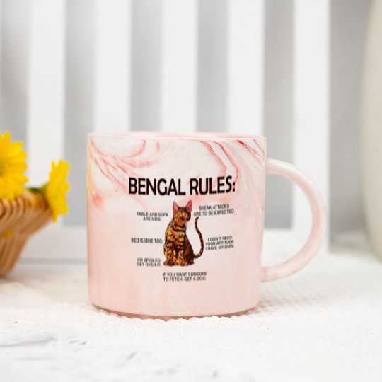 Bengal Rules Bengal Cat Owner Bengal Lover Marble Mugs