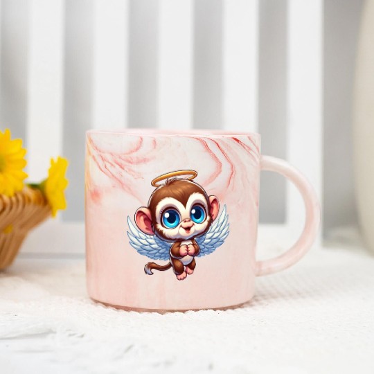 Monkey chimpanzee angel cartoon Marble Mugs