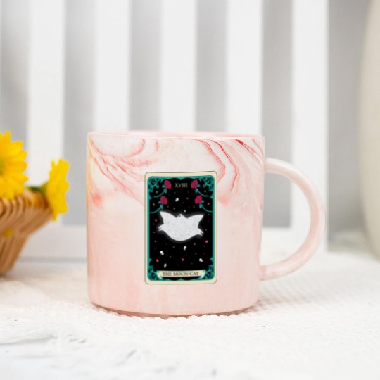 the moon cat Marble Mugs tarot card gift for mom and dad