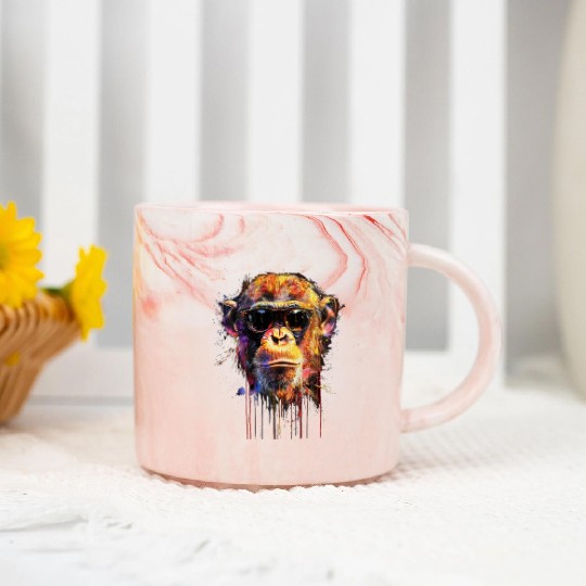 Cool Sunglasses Monkey Covered In Rainbow Paint Marble Mugs