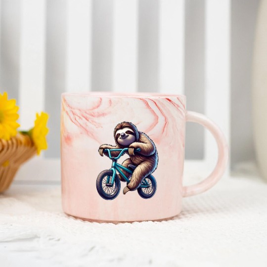 Sloth on BMX Bike Cool and Funny Design Marble Mugs