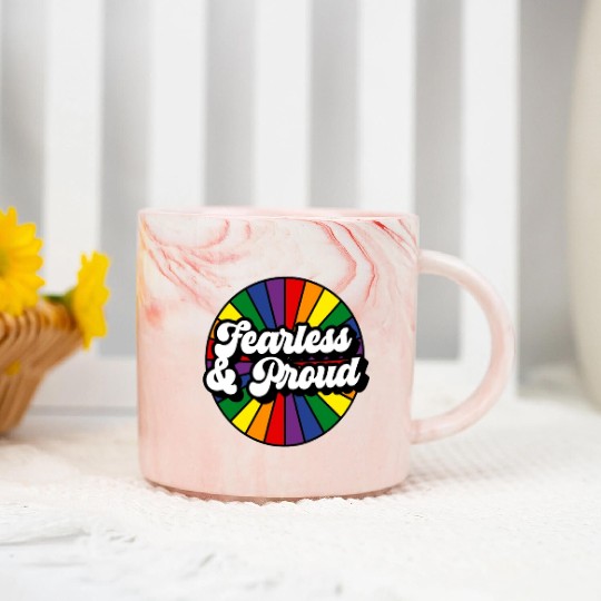 Fearless Proud Pride Rainbow Marble Mugs