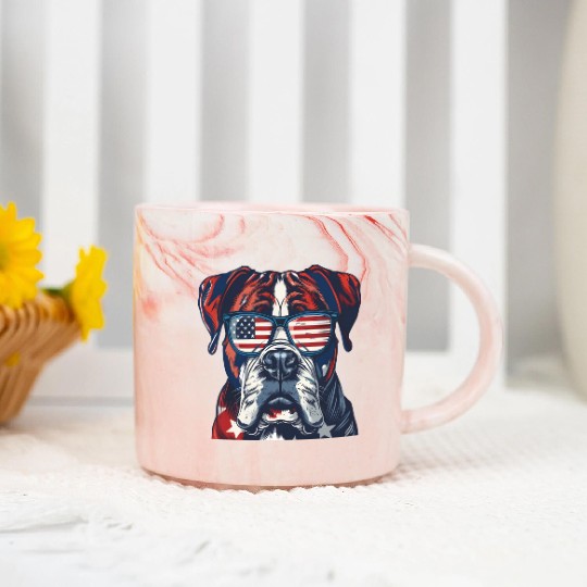 Boxer dog. American memorial day Marble Mugs