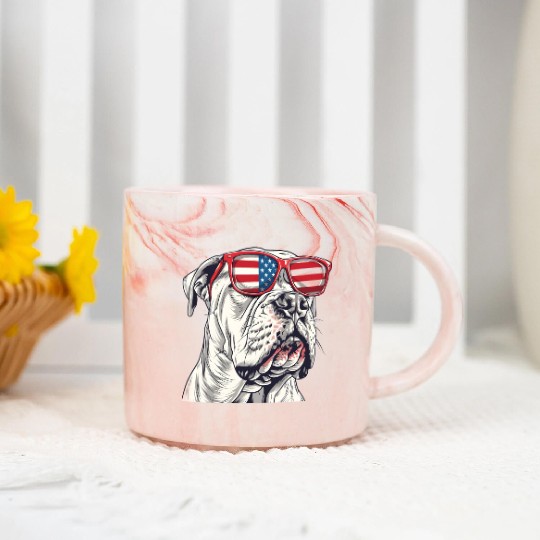 Dogo Argentino dog. 4th of July and memorial day Marble Mugs