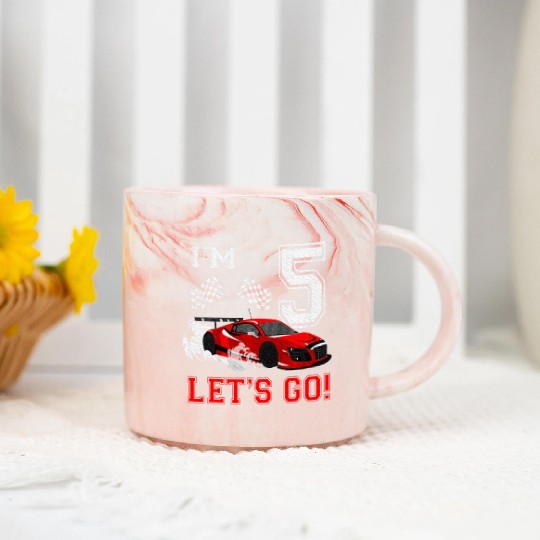 Kids 5 Year Old Race Car 5th Birthday Marble Mugs