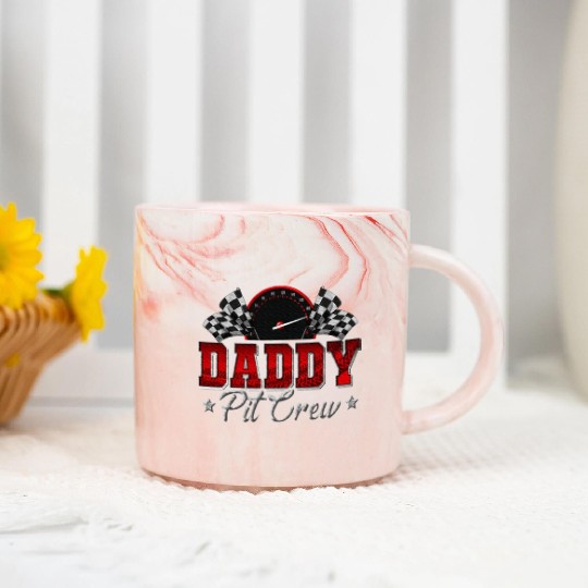 Pit Crew Race Car Racing Daddy Family Birthday Marble Mugs