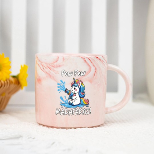 Funny | Hilarious Gift Idea | Pew Pew Madafakas Marble Mugs