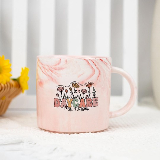 Wildflower Teacher Name Marble Mugs