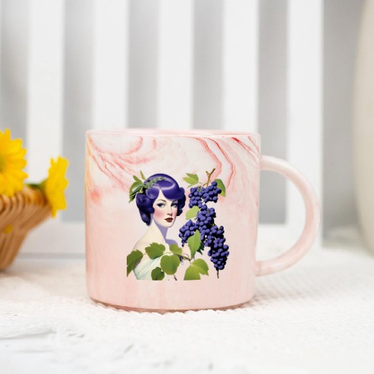 Lady With Dark Purple Grapes Marble Mugs