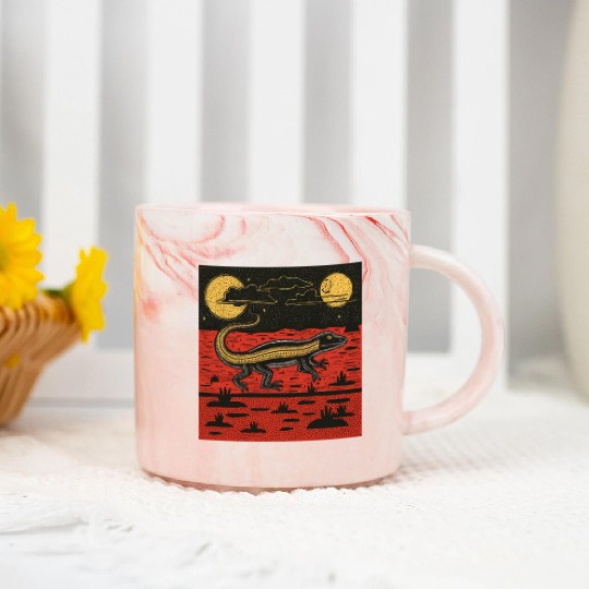 Giant Lizard Running Across The Australian Outback Marble Mugs