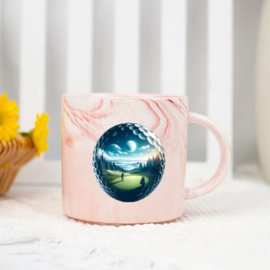 Twilight A Golf Dream Scape Surreal Golfing Course Marble Mugs