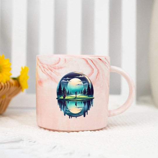 Night Golfer Escape Golfing Twilight Fairway Marble Mugs