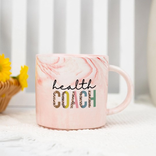 Fitness Heath Coaching Dietitian Leopard Print Hea Marble Mugs