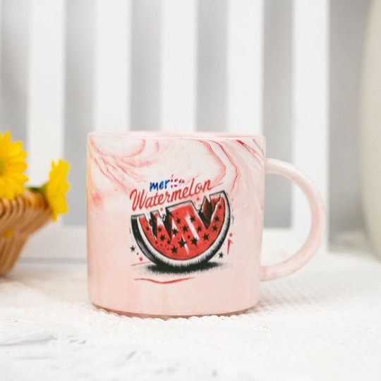 Vintage Watermelon Merica Pride 4th of July Gift Marble Mugs