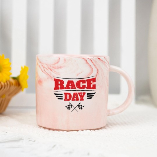 Race Day Car Racing Checkered Flag Marble Mugs