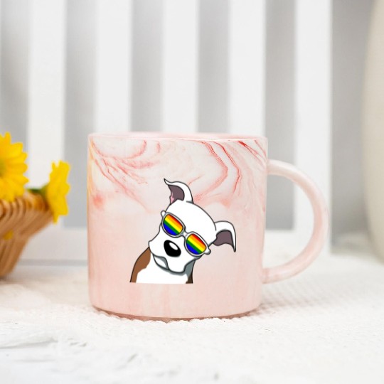 LGBTQ CUTE PIT BULL PRIDE DESIGN Marble Mugs