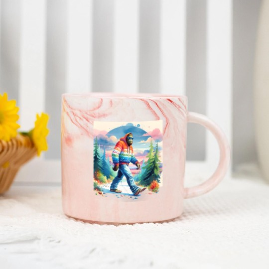 Bฺigfoot Wilderness Wanderer: Retro Ramble Marble Mugs
