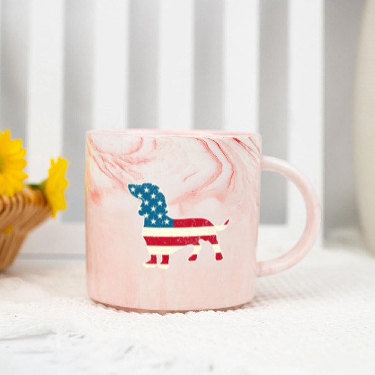 Dachshund Funny 4th of July US Flag Dog Lovers Marble Mugs