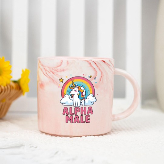 Alpha Male Unicorn Rainbow Marble Mugs