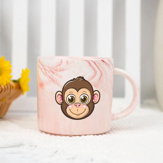 Adorable Monkey Face With Big Eyes Marble Mugs