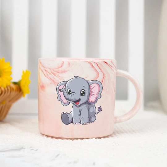Adorable Baby Elephant Joyful Smile Marble Mugs