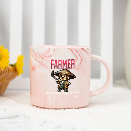 Joyful Farmer Charm Marble Mugs