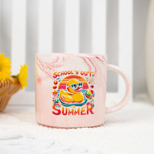 Schools Out For Summer Teacher Yellow Duck Marble Mugs