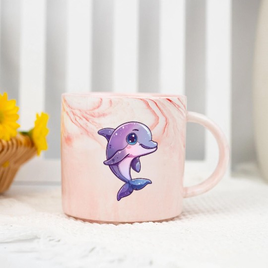 Adorable Purple Dolphin Fantasy Creation Marble Mugs