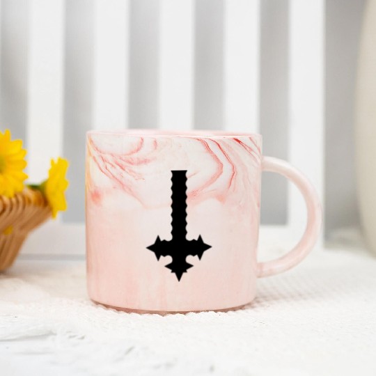 inverted cross - black crucifix Marble Mugs