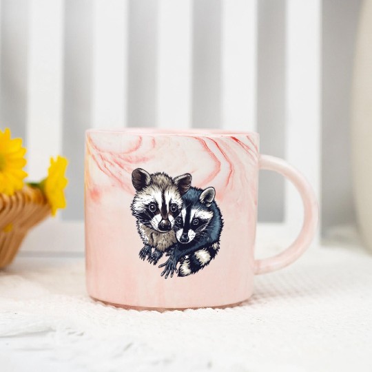 Opossum and raccoon Marble Mugs