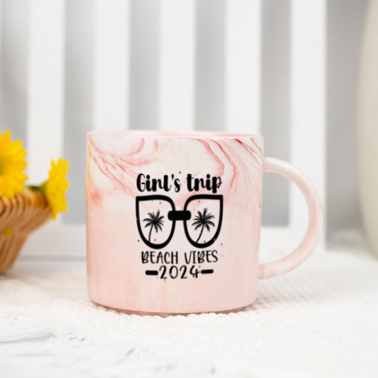 girls 2024 trip Bachelorette Vacation Women beach Marble Mugs