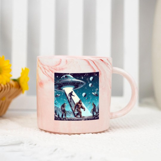 Bigfoot and the UFO Marble Mugs