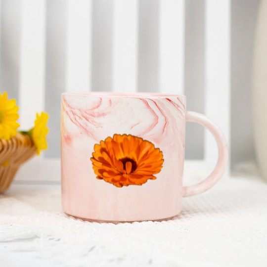 orange flower marigold Marble Mugs
