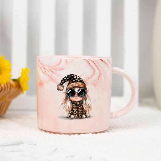 Leopard Print Gnome Clipart Images, Girly Marble Mugs