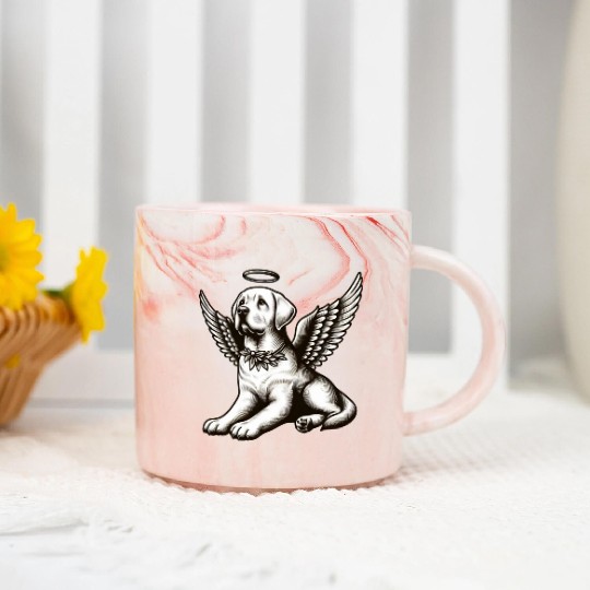 Labrador angel wings black white halo Marble Mugs