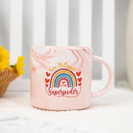 Ser bilingue es un superpoder Spanish Teacher Marble Mugs