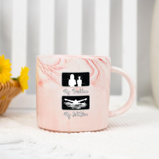 Swimmer My Problem My Solution Pictogram Mom Dad Marble Mugs